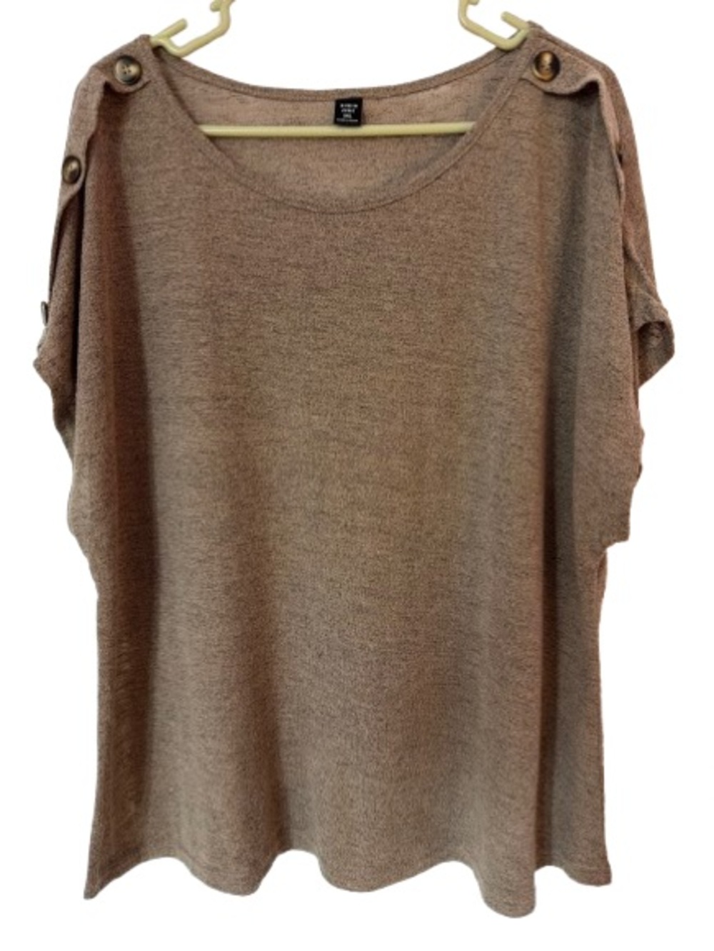 🦚3/$15🦚SHEIN Curve Women’s Button-Shoulder Lightweight Knit Top Camel Brown 3X